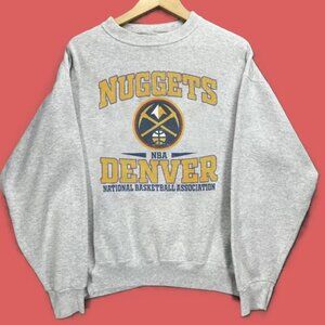 Vtg 90s Denver Nuggets Basketball Crewneck Sweatshirt, Denver Nuggets Shirt